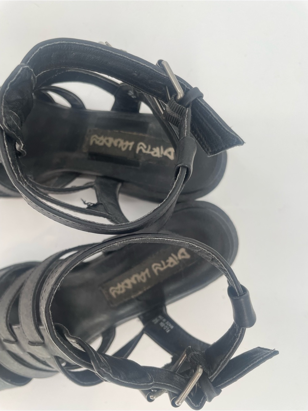 Y2K Grunge Style Dirty Laundry Black Caged Sandals Chunky Block Heel - Picture 6 of 13